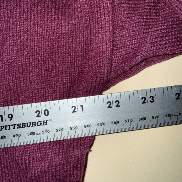 The Loft Marled Knit Sheer Chiffon Overlay Sweater Plum Size Large - Picture 3 of 9